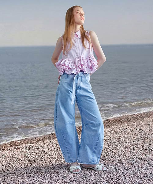 ワイドバレルレッグパンツ