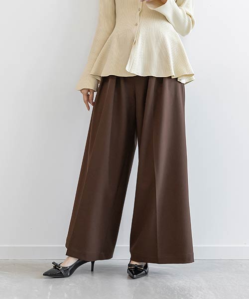 ハイウエストタックワイドパンツ