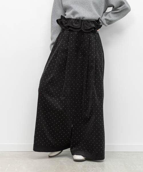 ホットフィックスストーンコーデュロイワイドパンツ