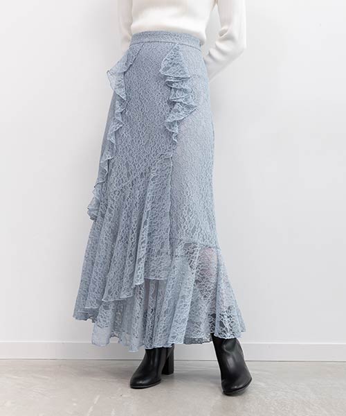 【SALE】ラッフルレースマーメイドスカート