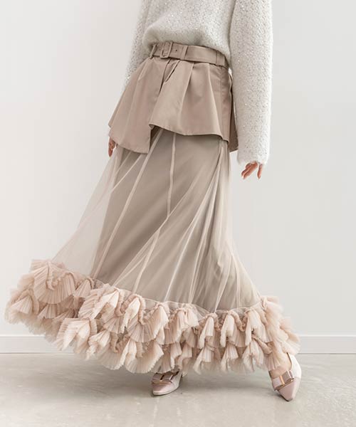 プリーツフリルドッキングスカート