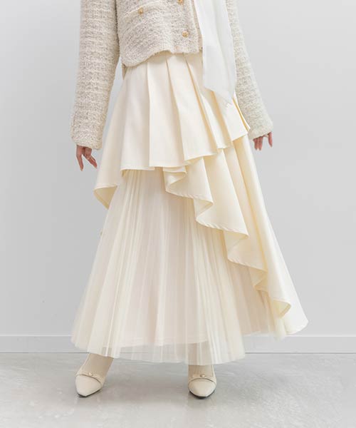 プリーツデザインレイヤードスカート