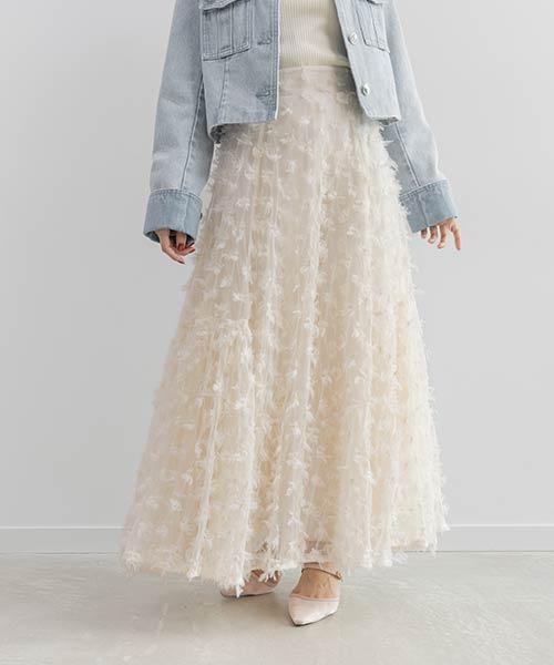 リボンチュールフレアスカート