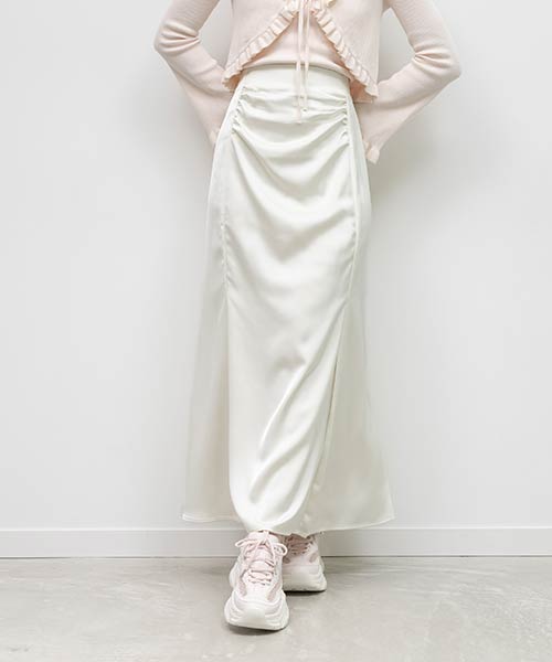 ドレープデザインサテンスカート
