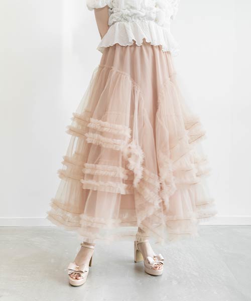 フリルティアードチュールスカート