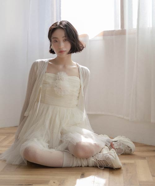 【SALE】【Balletcore Collection】シャーリングミニワンピース