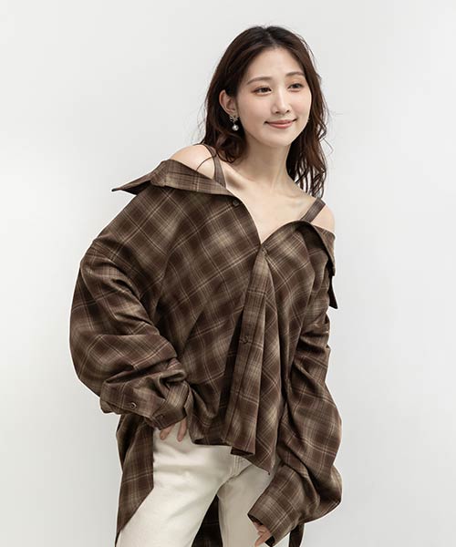マルチWAYオフショルチェックシャツ