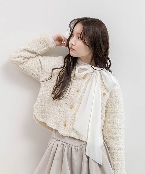 ツイードニットカーディガン