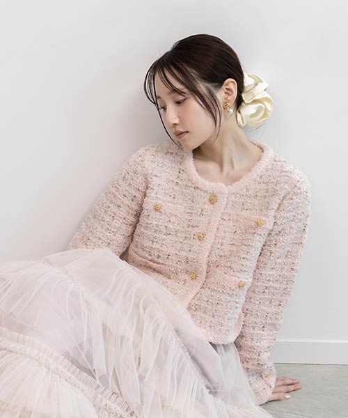 ツイードニットカーディガン