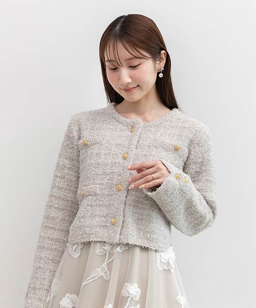 ツイードニットカーディガン