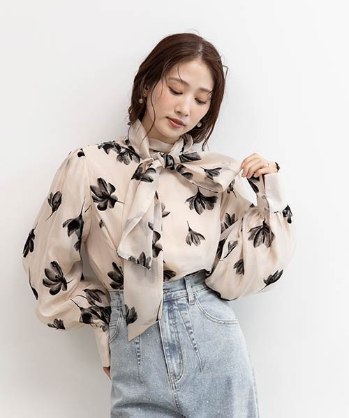 バリエオーガンジーリボンブラウス