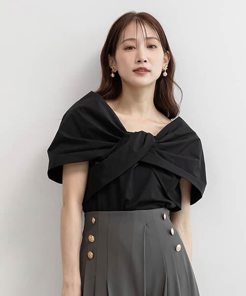 【SALE】リボンドッキングカットトップス