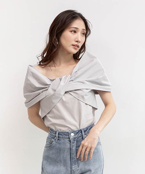 【SALE】リボンドッキングカットトップス