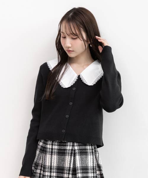 2WAY 襟付きニットカーディガン