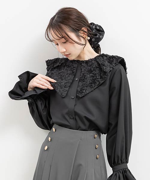 【SALE】3Dフラワービッグカラーブラウス