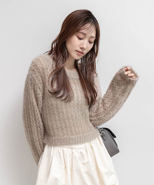 シースルーローゲージニット