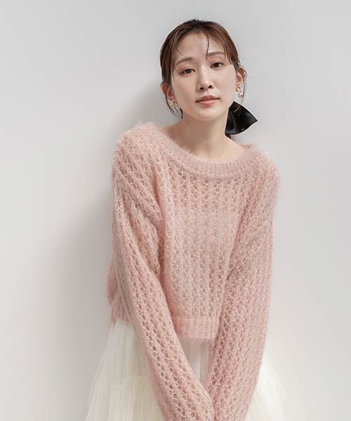 シースルーローゲージニット