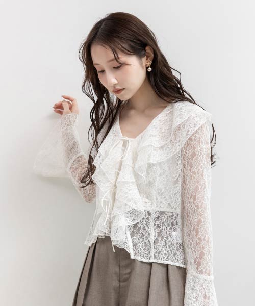 【SALE】ラッフルレースフリルブラウス
