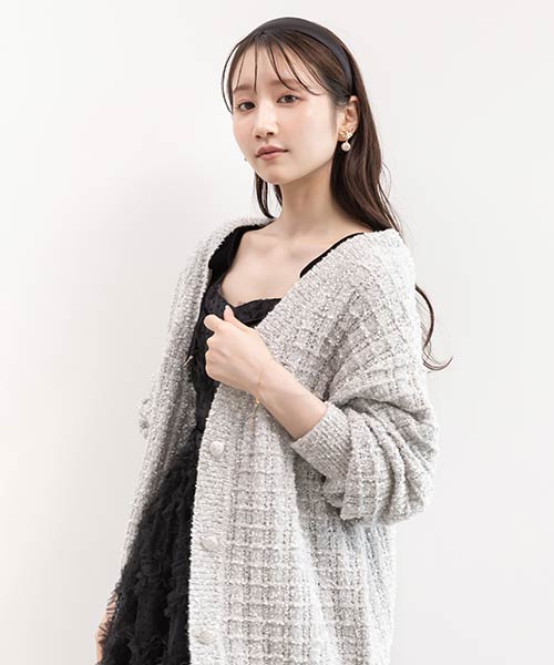 ラメファンシーヤーンニットカーディガン