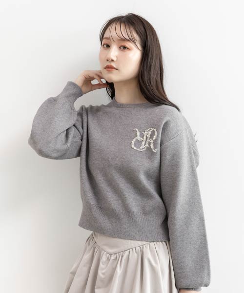 パール&ビジューロゴニットプルオーバー