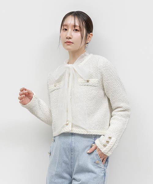 ツイードラメニットカーディガン