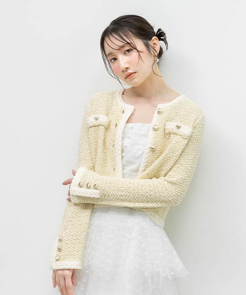 ツイードラメニットカーディガン
