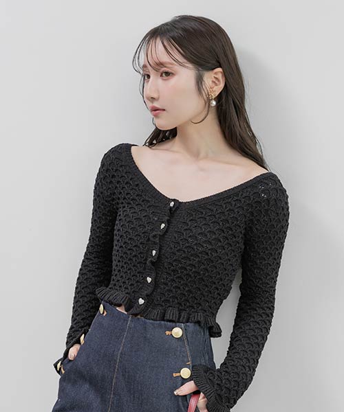 【Heart Collection】ハートビジューフリルニットカーディガン