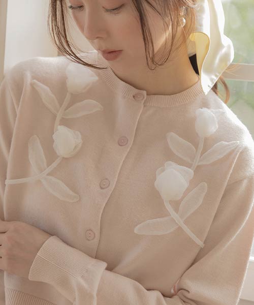 フラワーモチーフカーディガン