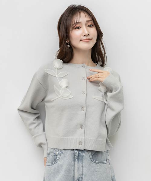 【Tulip Collection】フラワーモチーフカーディガン