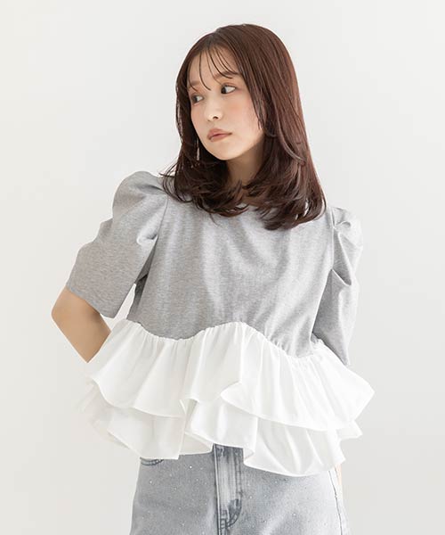 タフタフリルペプラムTシャツ