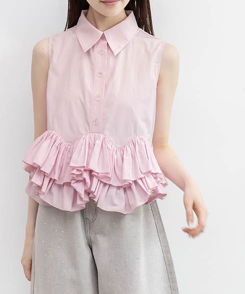 フリルペプラムブラウス