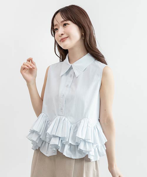 フリルペプラムブラウス