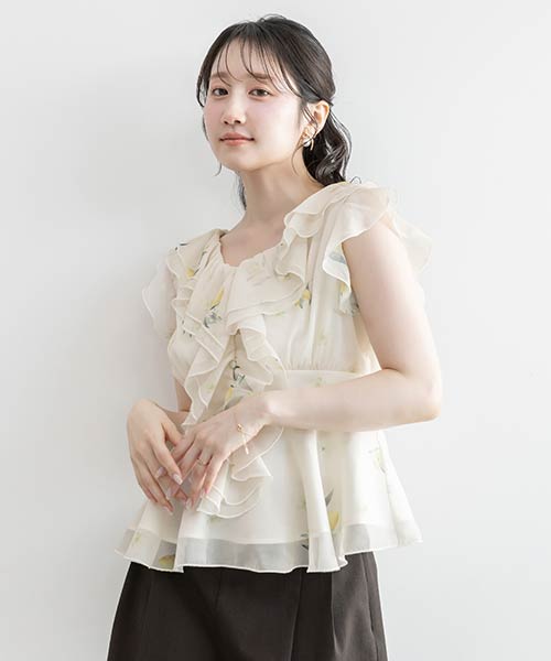 【SALE】【Lemon Collection】レモンフラワーラッフルブラウス