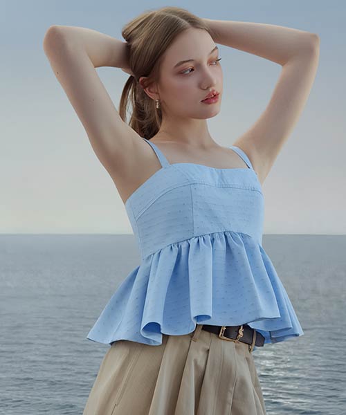 ビスチェライクペプラムキャミトップス