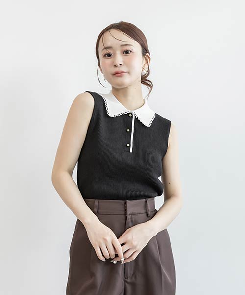 【26AW】カラップカラーポロニットトップス