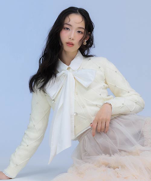 【Decorative Knit】ビジューニットカーディガン