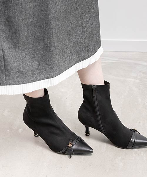 モノグラムナローベルトショートブーツ