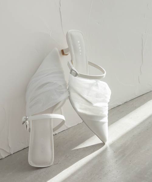 シアーギャザーミュールパンプス