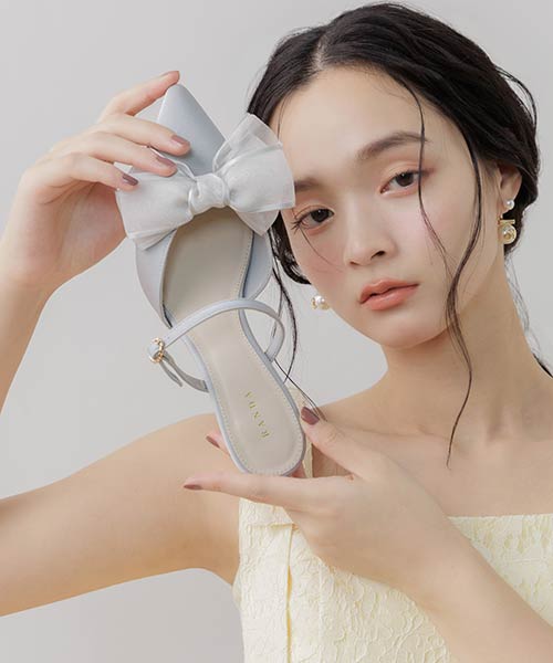 【26SS】2WAY シアーリボンミュールパンプス