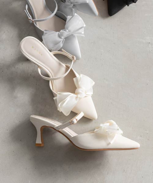 【26SS】2WAY シアーリボンミュールパンプス
