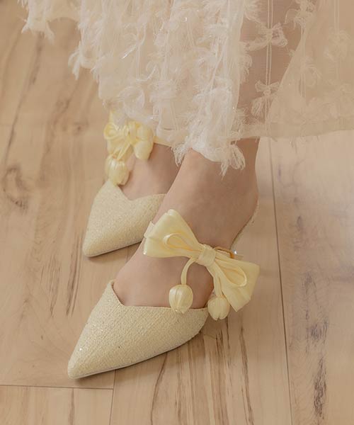 2WAY チューリップリボンミュールパンプス