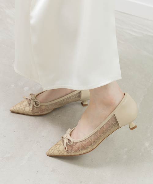 グリッターラインチュールパンプス