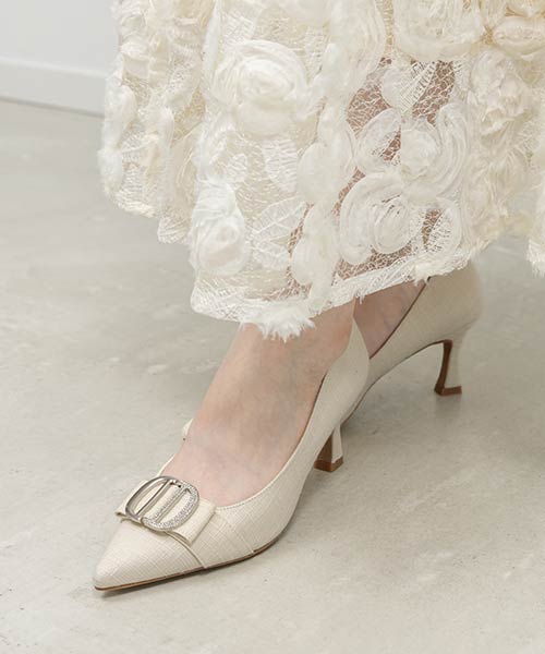 ビジューパーツポインテッドトゥパンプス