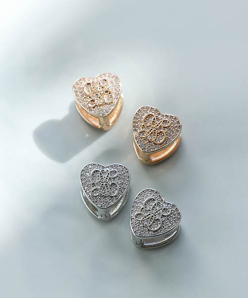 【HEART COLLECTION】モノグラムビジューハートピアス