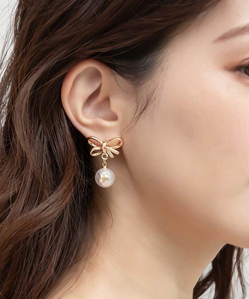 モノグラムリボンピアス