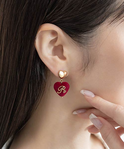 【Heart Collection】モノグラムハートモチーフピアス