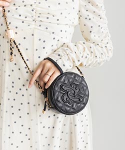 【SALE】モノグラムキルティングミニラウンドバッグ