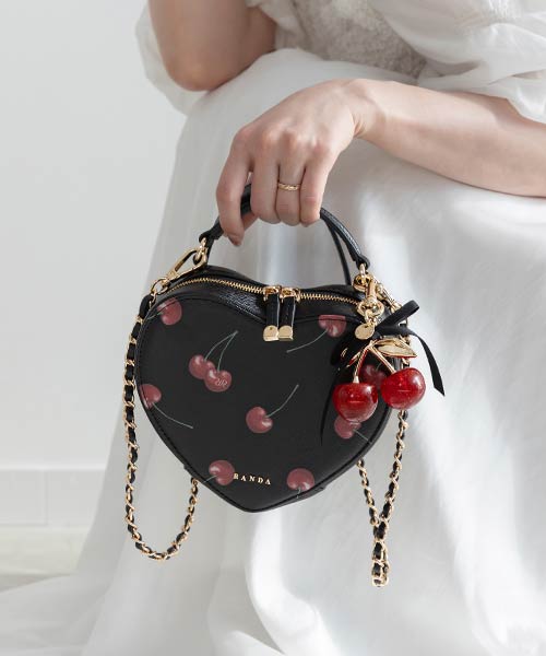 【Cherry Collection】2WAYチェリープリントハートバッグ