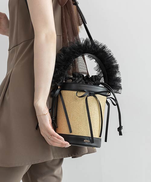 2WAYチュールフリルハンドルカゴバッグ