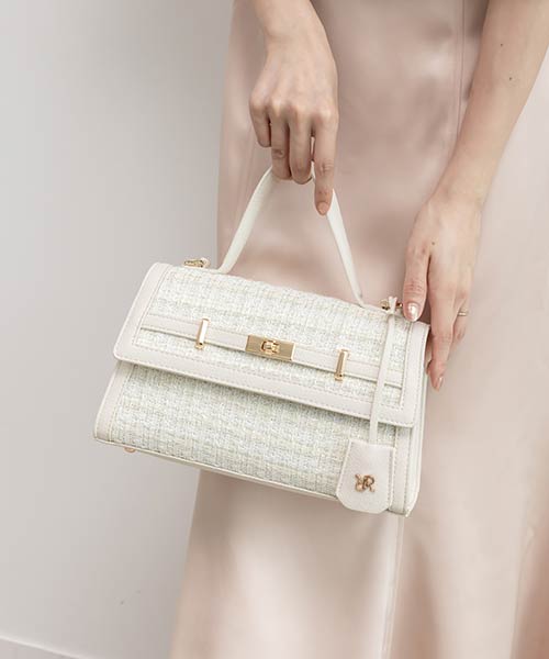 2WAY ベルトデザインツイードハンドルバッグ